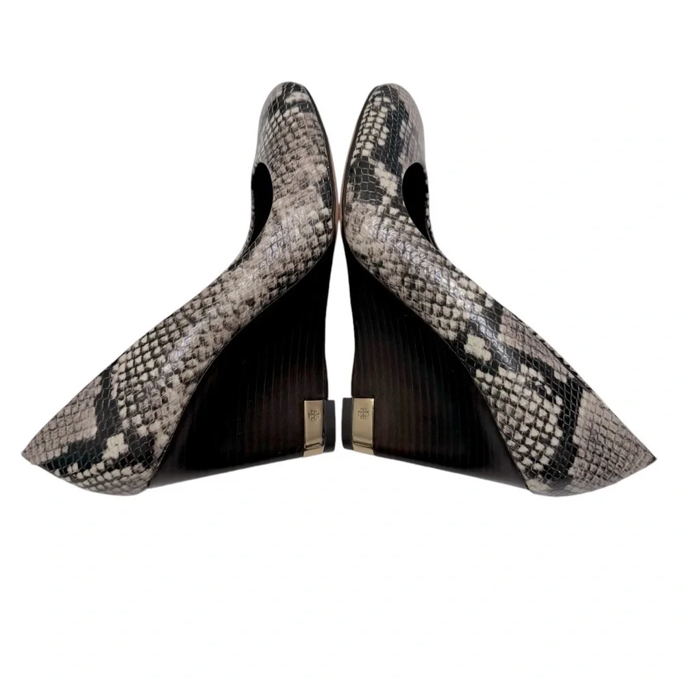 TORY BURCH Astoria Snakeskin Print Wedge Shoe Sz 8 - Picture 4 of 13